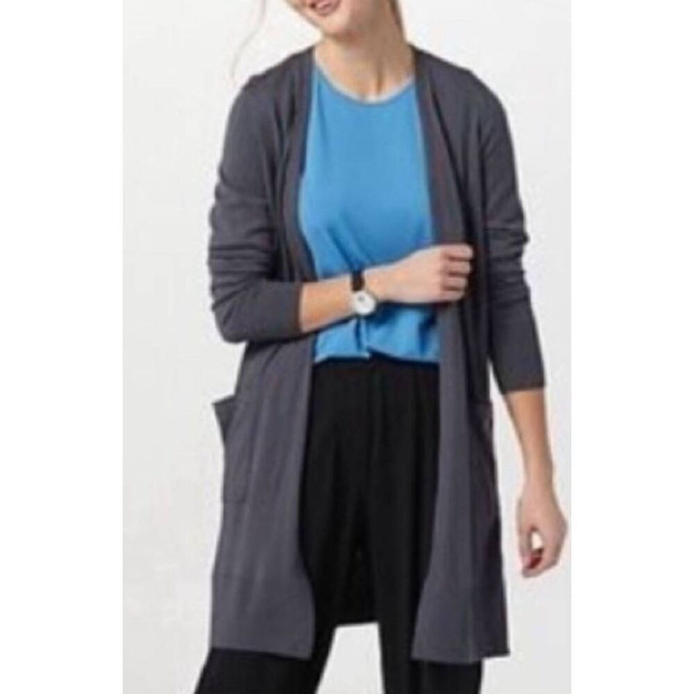 Universal Standard Long Line Knee Length Open Cardigan Sweater Size 2XS‎ Gray